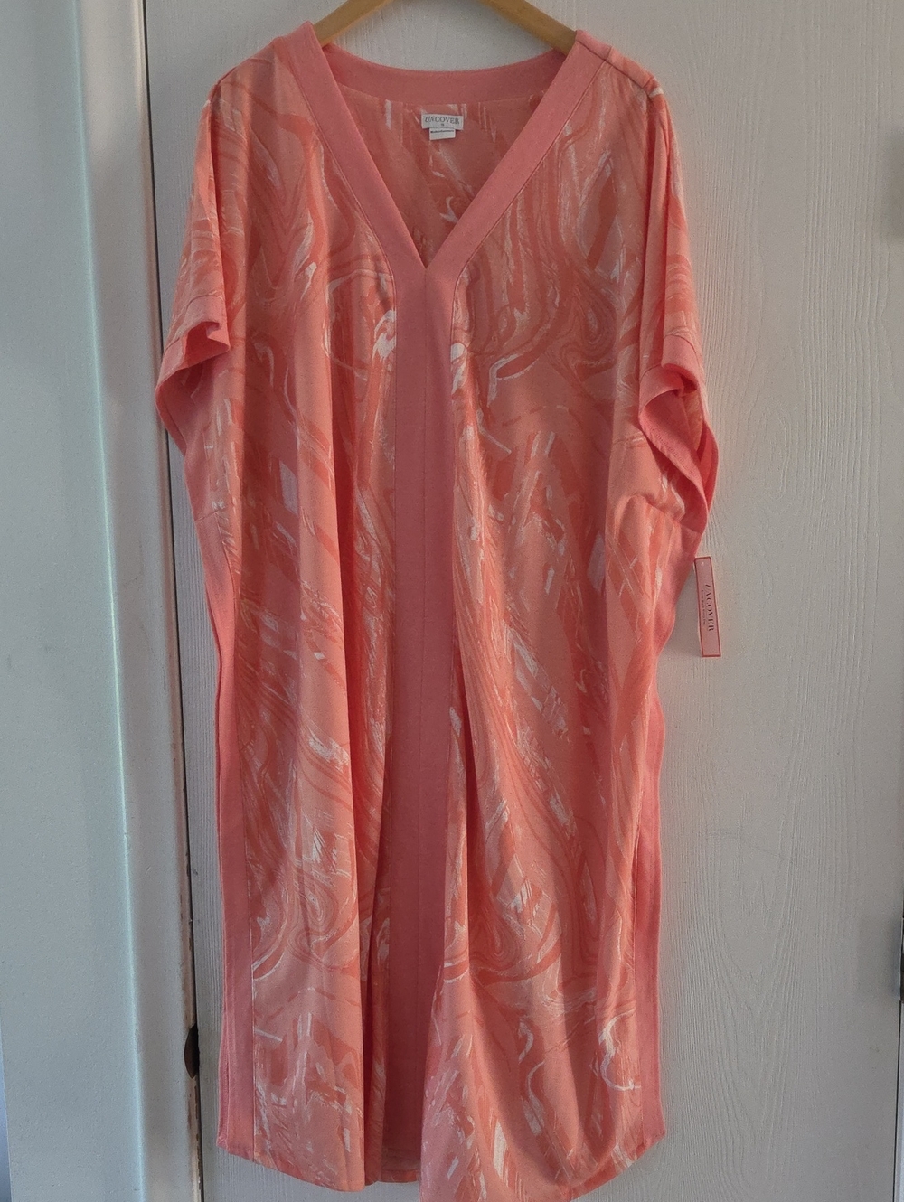 Uncover Peach Marbled Caftan 1X NWT